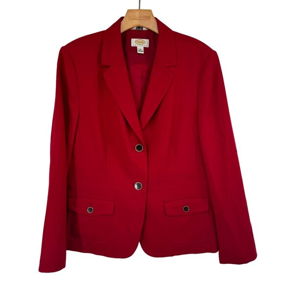 Talbots Red Blazer Jacket Size 14 petite womens Wool stretch career lined - Picture 6 of 9
